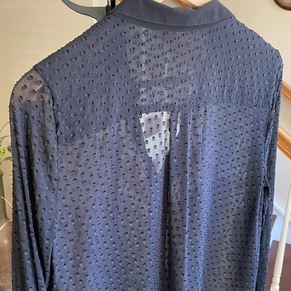 Equipment Femme Black Silk Swiss Dot Sheer Tunic Blouse Size Small - Picture 2 of 15